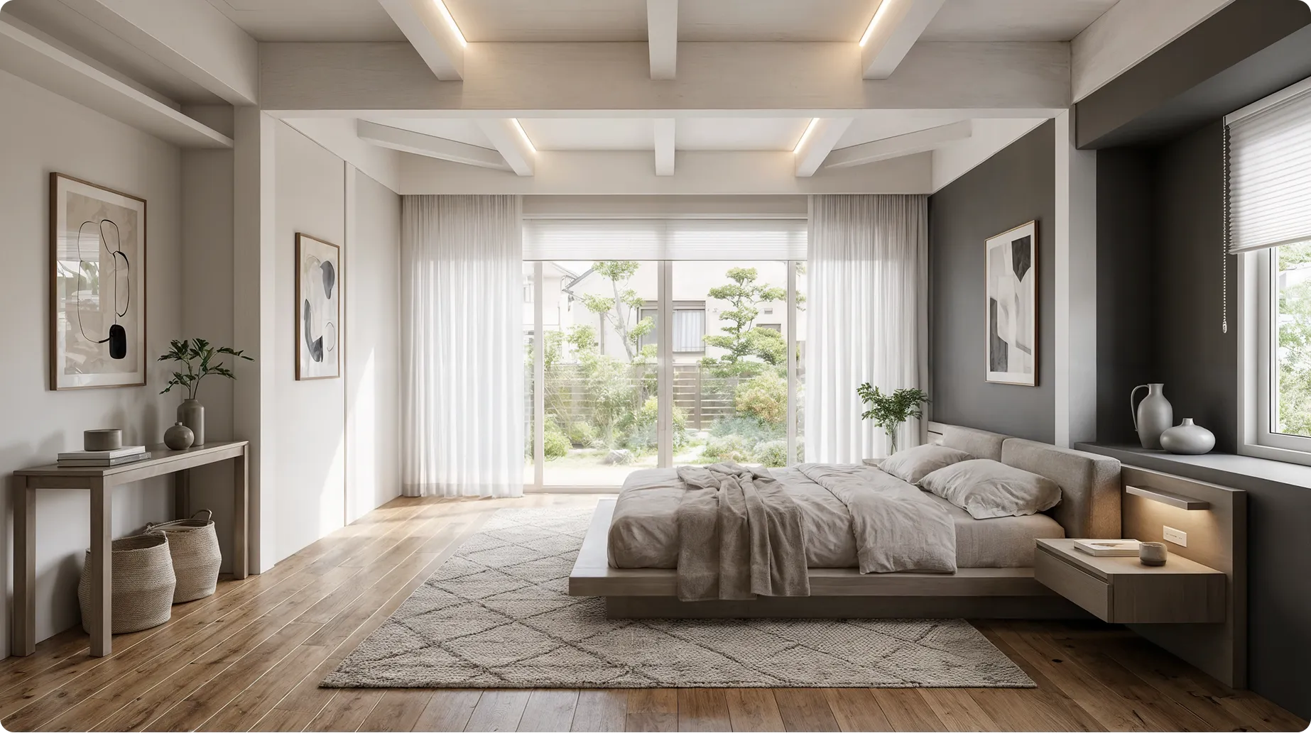 モダンスタイル寝室拡大画像